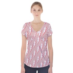 Thunder Flash Abstract Texture Art Short Sleeve Front Detail Top