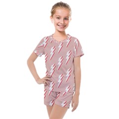 Thunder Flash Abstract Texture Art Kids  Mesh Tee and Shorts Set