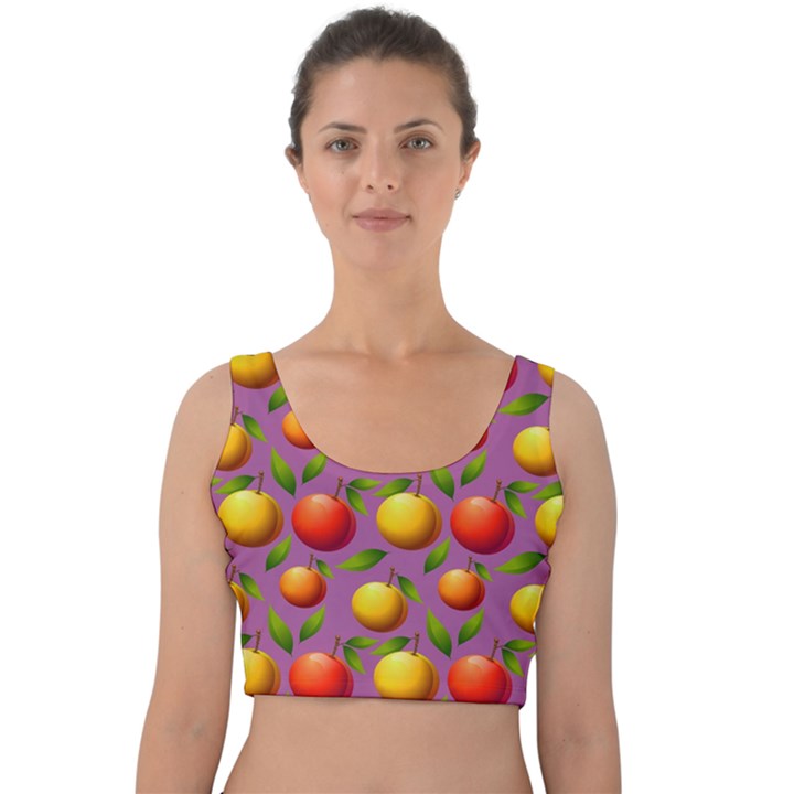 Illustration Fruit Pattern Seamless Velvet Crop Top