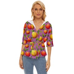 Illustration Fruit Pattern Seamless Lightweight Drawstring Hooded Top by Ravend