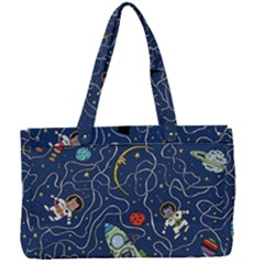 Illustration Cat Space Astronaut Rocket Maze Canvas Work Bag by Ravend