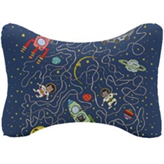 Illustration Cat Space Astronaut Rocket Maze Seat Head Rest Cushion by Ravend