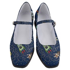 Illustration Cat Space Astronaut Rocket Maze Women s Mary Jane Shoes by Ravend