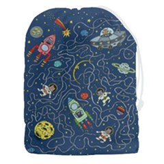 Illustration Cat Space Astronaut Rocket Maze Drawstring Pouch (3xl) by Ravend