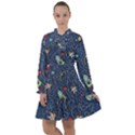 Illustration Cat Space Astronaut Rocket Maze All Frills Chiffon Dress View1