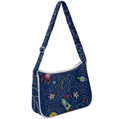 Illustration Cat Space Astronaut Rocket Maze Zip Up Shoulder Bag by Ravend