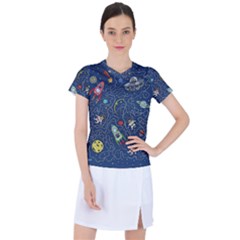 Illustration Cat Space Astronaut Rocket Maze Women s Sports Top by Ravend