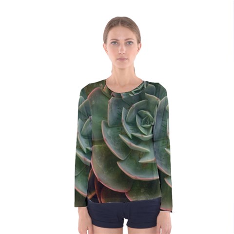 Green Orchid Plant Pattern Women s Long Sleeve Tee by Ravend