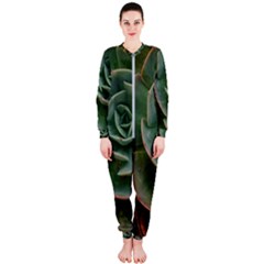 Green Orchid Plant Pattern Onepiece Jumpsuit (ladies) by Ravend