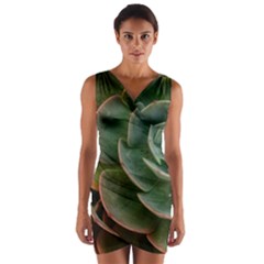 Green Orchid Plant Pattern Wrap Front Bodycon Dress by Ravend