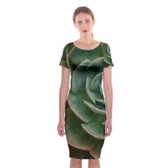 Green Orchid Plant Pattern Classic Short Sleeve Midi Dress by Ravend