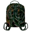 Green Orchid Plant Pattern Flap Pocket Backpack (Large) View3