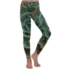 Green Orchid Plant Pattern Kids  Lightweight Velour Classic Yoga Leggings by Ravend