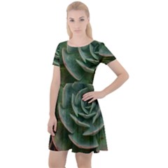 Green Orchid Plant Pattern Cap Sleeve Velour Dress  by Ravend