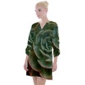 Green Orchid Plant Pattern Open Neck Shift Dress View1