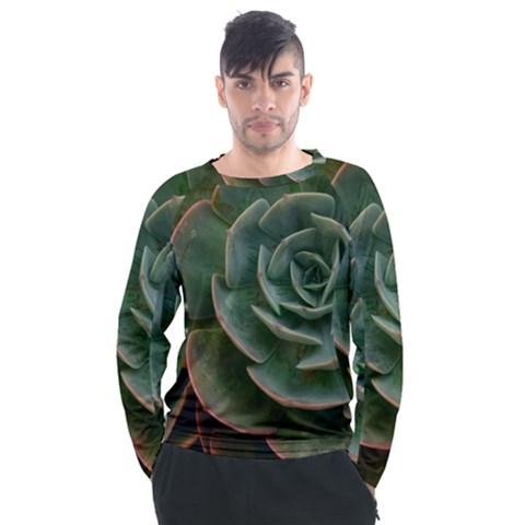 Green Orchid Plant Pattern Men s Long Sleeve Raglan Tee by Ravend