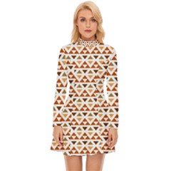 Geometric Tribal Pattern Design Long Sleeve Velour Longline Dress by Ravend