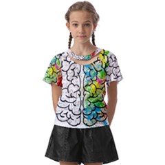 Illustration Brain Mind Psychology Idea Drawing Kids  Front Cut Tee by Ravend