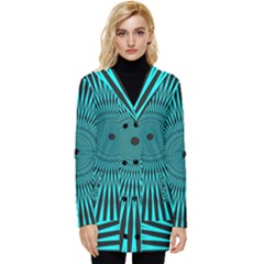 Illusion Geometric Background Button Up Hooded Coat  by Ravend