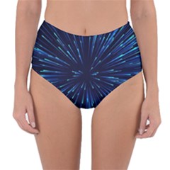 Particle Art Background Blue Reversible High-Waist Bikini Bottoms