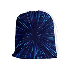 Particle Art Background Blue Drawstring Pouch (XL)