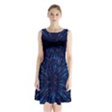 Particle Art Background Blue Sleeveless Waist Tie Chiffon Dress View1