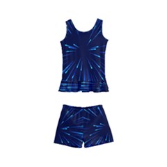 Particle Art Background Blue Kids  Boyleg Swimsuit