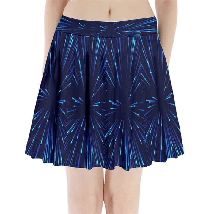 Particle Art Background Blue Pleated Mini Skirt