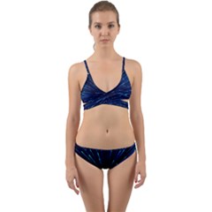 Particle Art Background Blue Wrap Around Bikini Set by Ravend