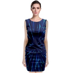 Particle Art Background Blue Sleeveless Velvet Midi Dress