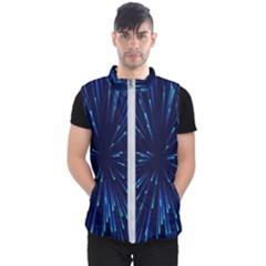 Particle Art Background Blue Men s Puffer Vest