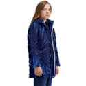 Particle Art Background Blue Kid s Hooded Longline Puffer Jacket View2