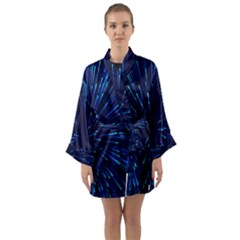 Particle Art Background Blue Long Sleeve Satin Kimono