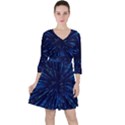 Particle Art Background Blue Quarter Sleeve Ruffle Waist Dress View1