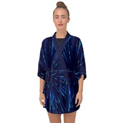 Particle Art Background Blue Half Sleeve Chiffon Kimono by Ravend