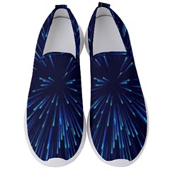 Particle Art Background Blue Men s Slip On Sneakers