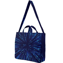 Particle Art Background Blue Square Shoulder Tote Bag by Ravend