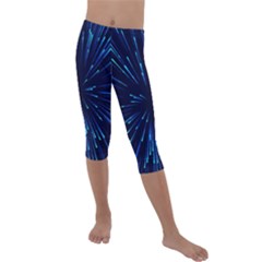 Particle Art Background Blue Kids  Lightweight Velour Capri Leggings 