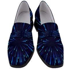 Particle Art Background Blue Women s Chunky Heel Loafers