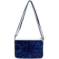 Particle Art Background Blue Double Gusset Crossbody Bag