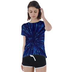 Particle Art Background Blue Short Sleeve Foldover Tee by Ravend