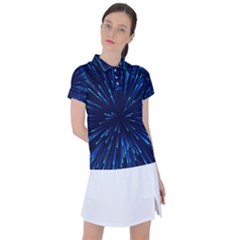 Particle Art Background Blue Women s Polo Tee