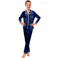 Particle Art Background Blue Kid s Satin Long Sleeve Pajamas Set