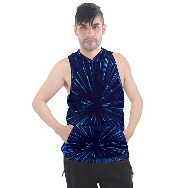 Particle Art Background Blue Men s Sleeveless Hoodie