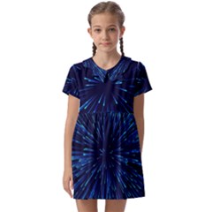 Particle Art Background Blue Kids  Asymmetric Collar Dress