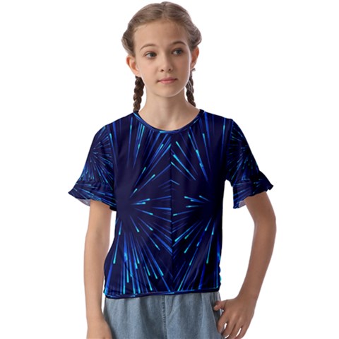 Particle Art Background Blue Kids  Cuff Sleeve Scrunch Bottom Tee by Ravend