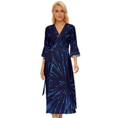 Particle Art Background Blue Midsummer Wrap Dress