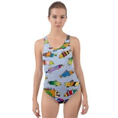 Fish Ocean Sea Water Diving Blue Nature Cut-out Back One Piece Swimsuit by Ravend