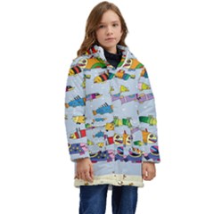 Fish Ocean Sea Water Diving Blue Nature Kid s Hooded Longline Puffer Jacket by Ravend