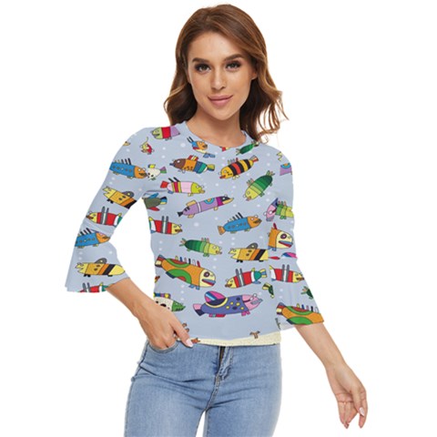 Fish Ocean Sea Water Diving Blue Nature Bell Sleeve Top by Ravend